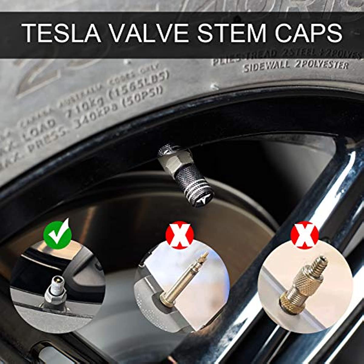 Aluminum Alloy Valve Stem Tire Caps for Tesla Model Y/X/S/3 - 4PCS - acetesla