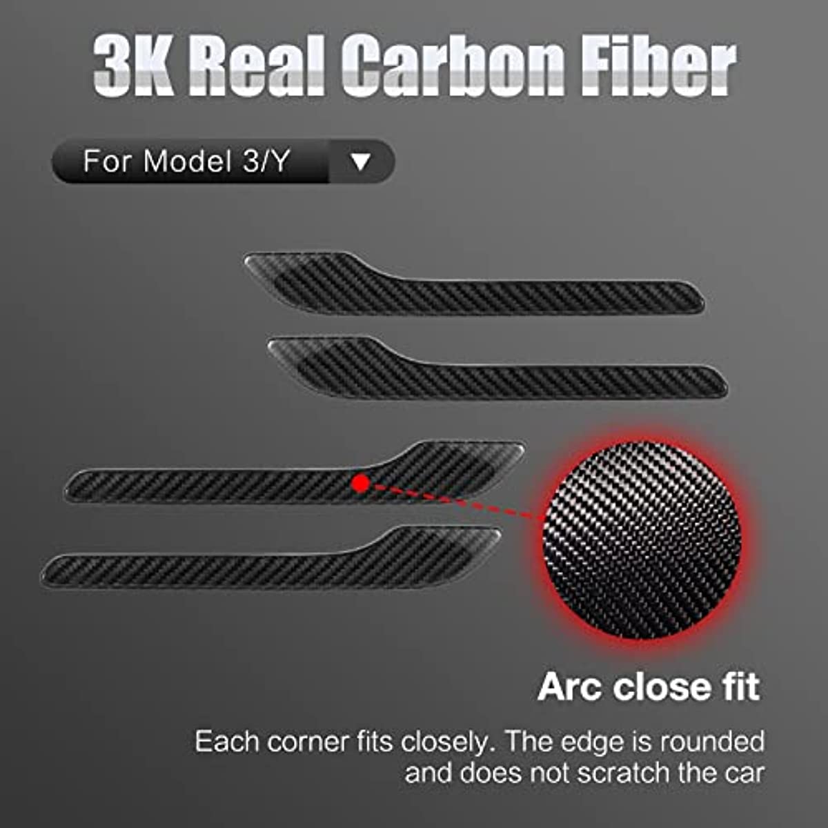 Carbon Fiber Door Handle Cover for Tesla Model 3 / Y 4 PCS - acetesla