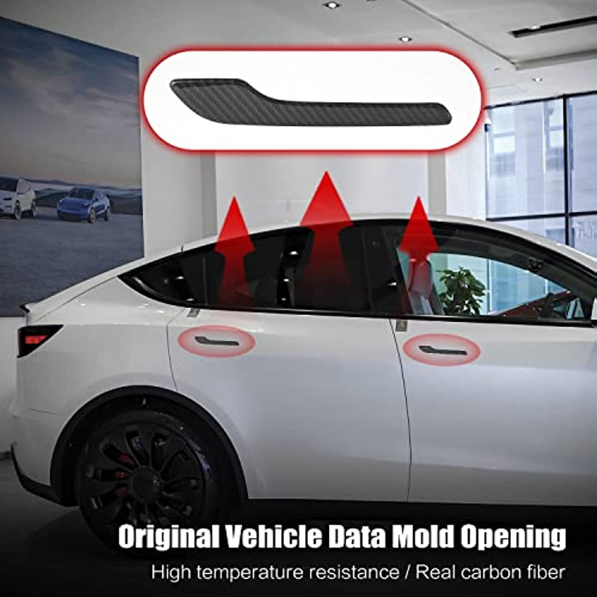 Carbon Fiber Door Handle Cover for Tesla Model 3 / Y 4 PCS - acetesla