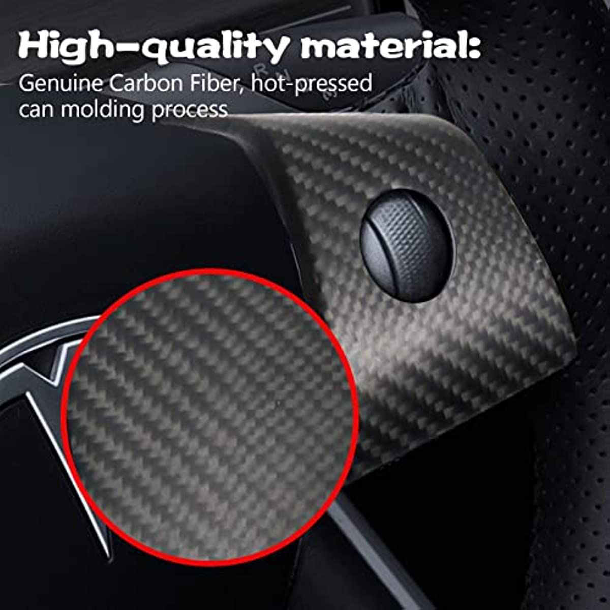 Carbon Fiber Steering Wheel Cover for Tesla Model 3 / Y - acetesla