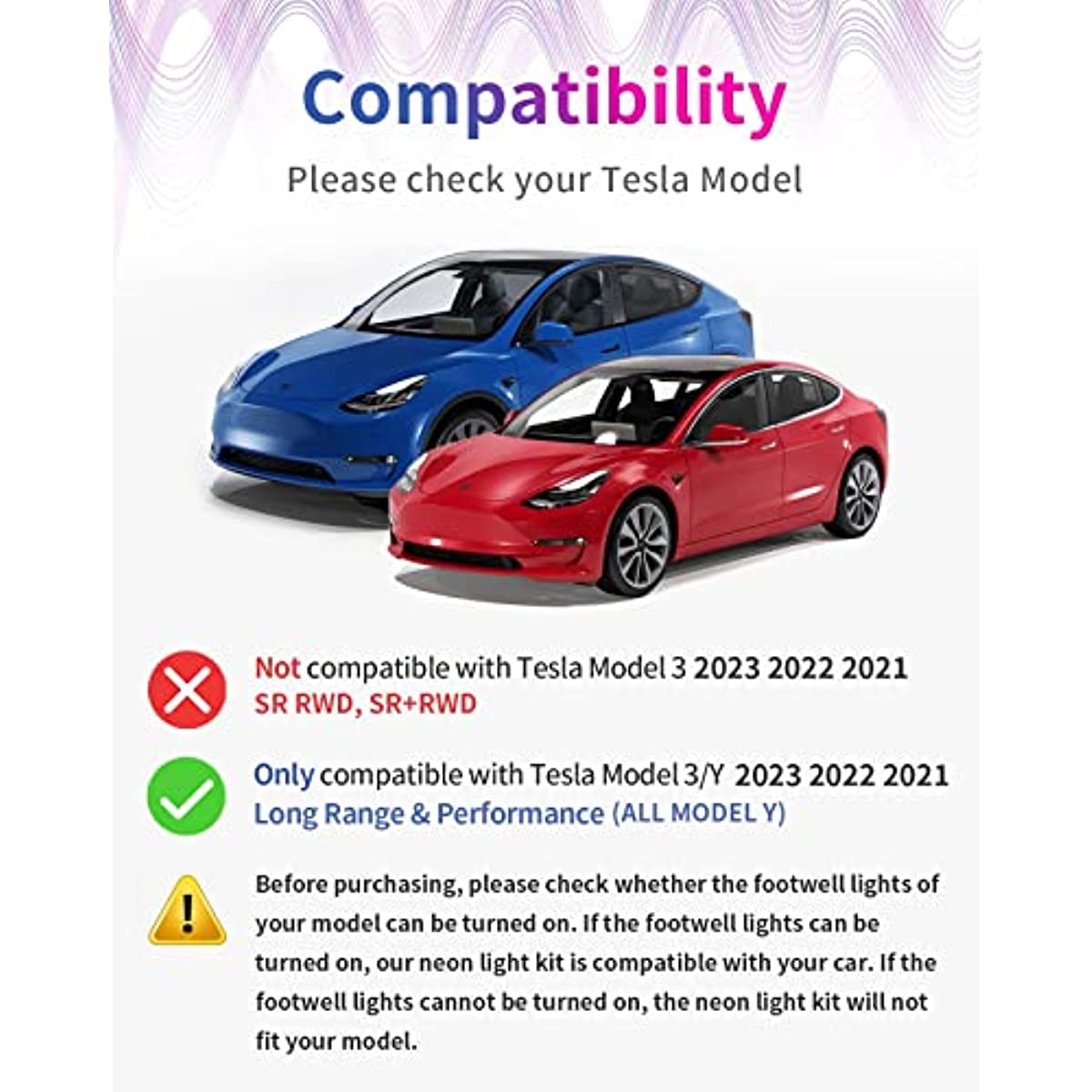 Interior RGB LED Neon Lights 2021-2023 for Tesla Model 3 / Y - acetesla