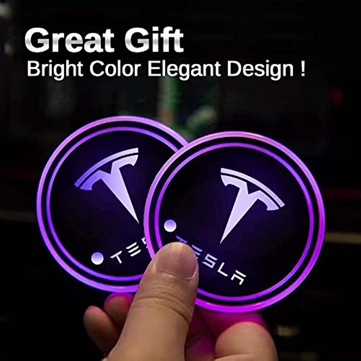 LED Cup Holder Lights for Tesla Model 3/Y/S/X 2PCS - acetesla