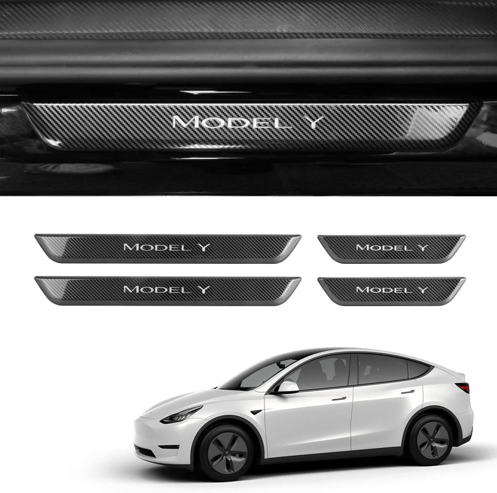 LED Illuminated Door Sill Protector Front & Rear for Tesla Model Y / 3 - acetesla