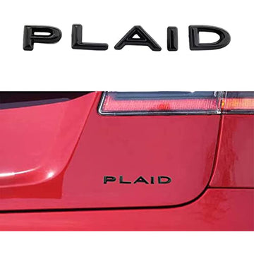 Plaid Lettering Emblem Trunk Badge Sticker for Tesla