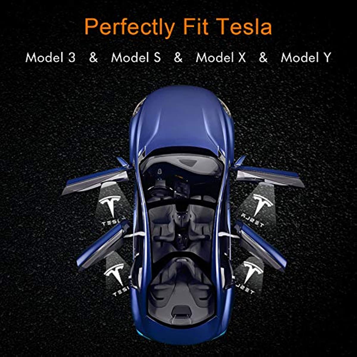"T" Logo LED Puddle Lights for Tesla Model 3 / Y / S / X - acetesla