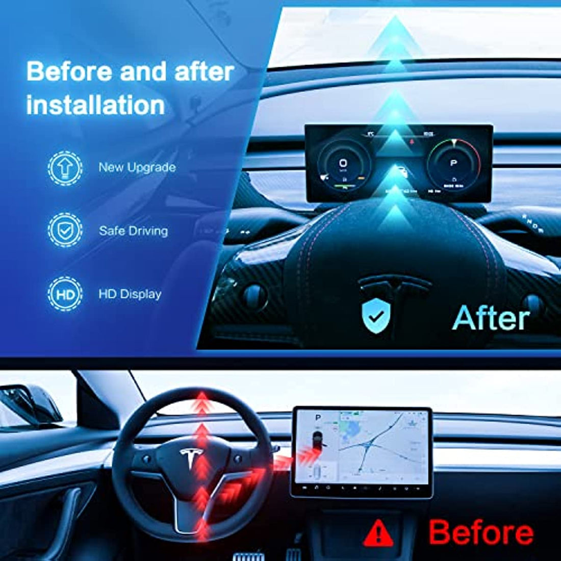 10.25" Android 4G Tesla Head Up Dashboard Display for Model Y / 3 - acetesla