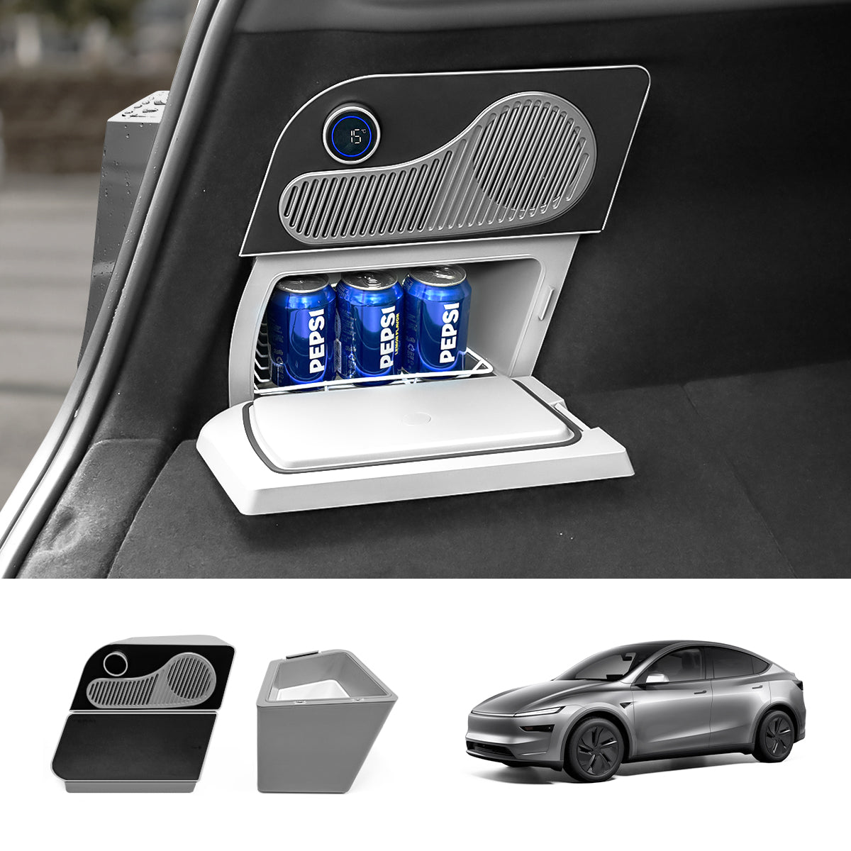 15L Hidden Rear Trunk Refrigerator – Compressor Cooler for Tesla Model