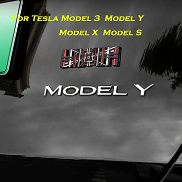 Kariertes 3D-Legierungsabzeichen für Tesla Model 3 YXS (Schwarz Rot)