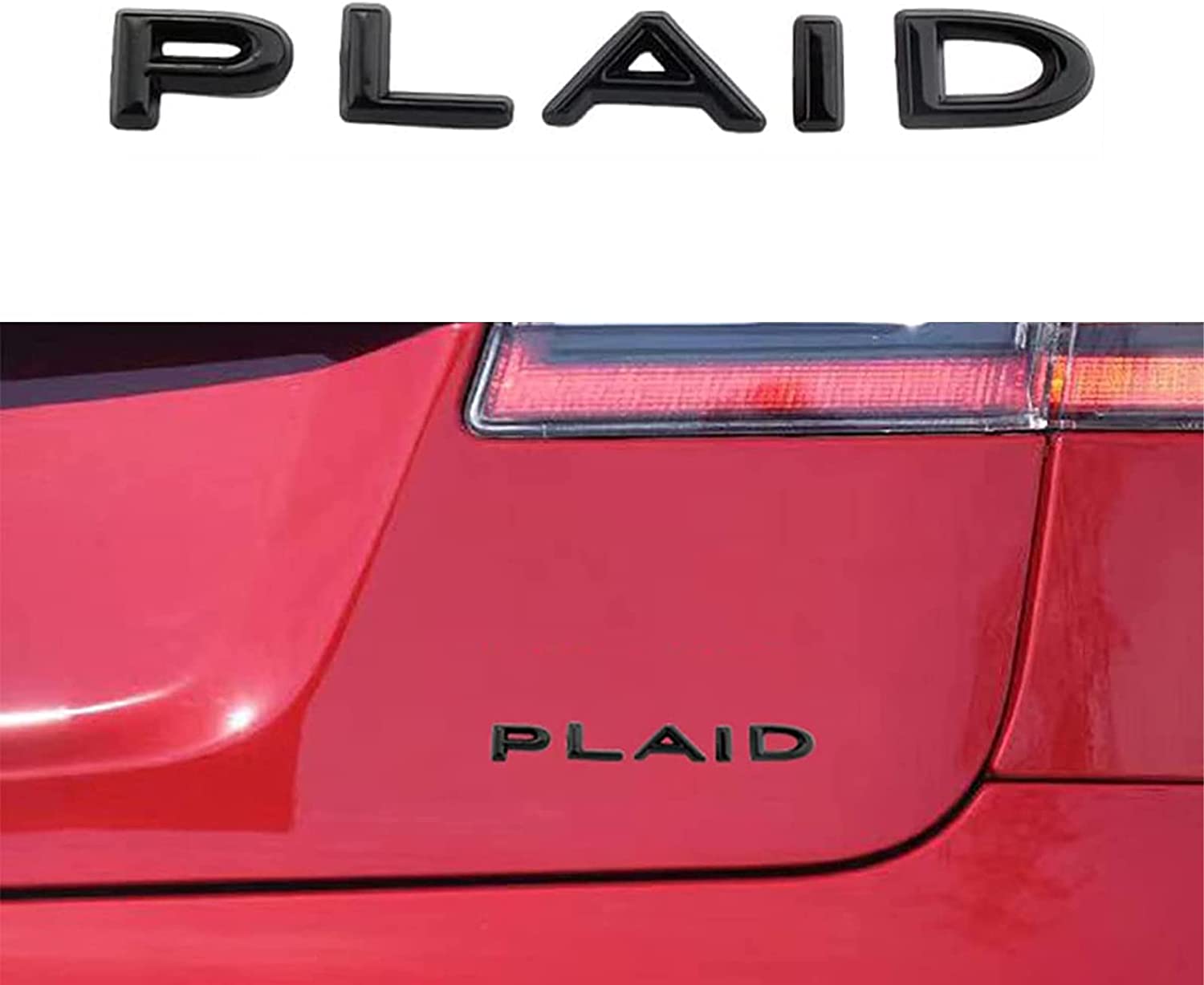 3D Alloy Plaid Badge for Tesla Model 3 Y X S (Black Red) - acetesla