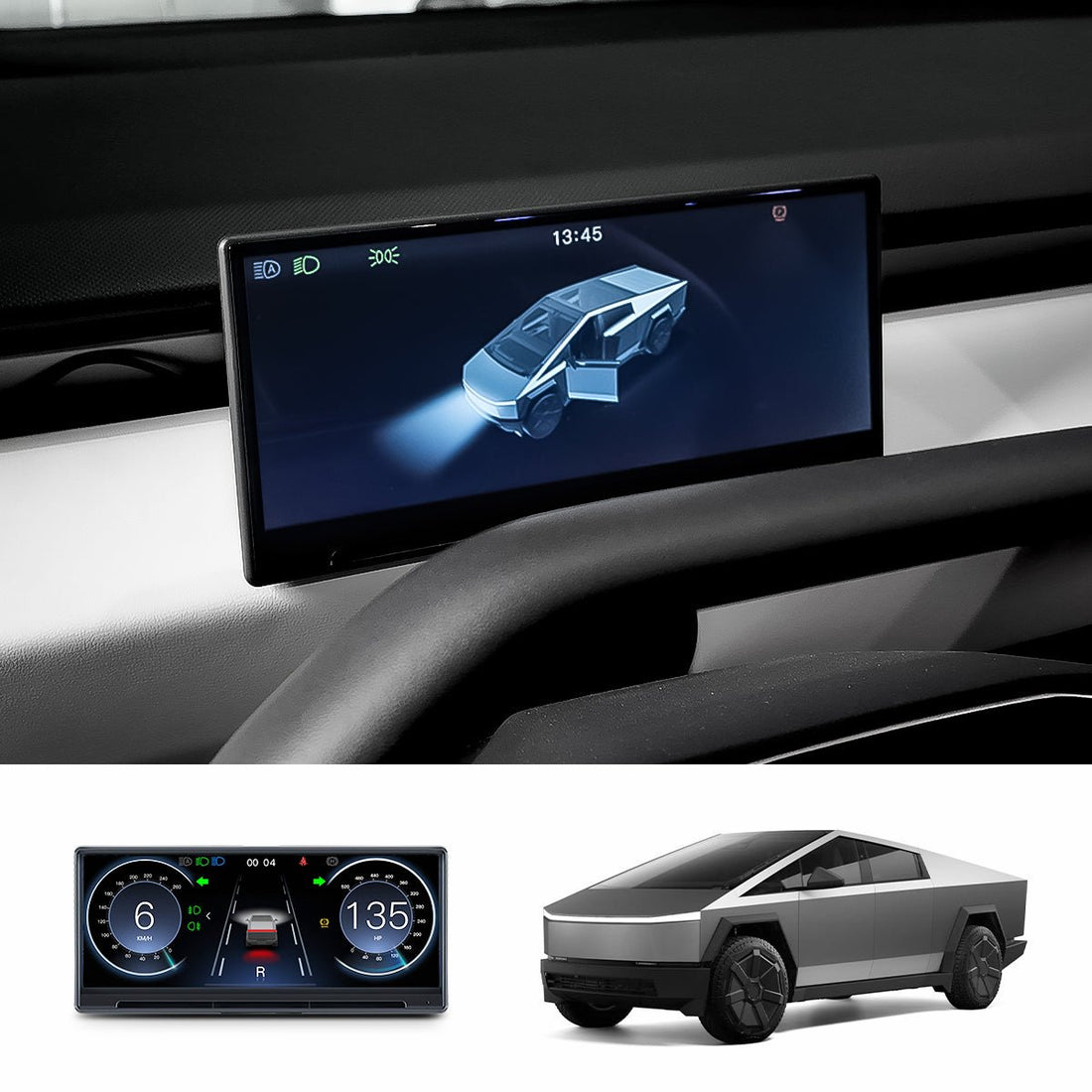 8.9'' Head - Up Display with Wireless CarPlay & Android Auto for Tesla Cybertruck - acetesla