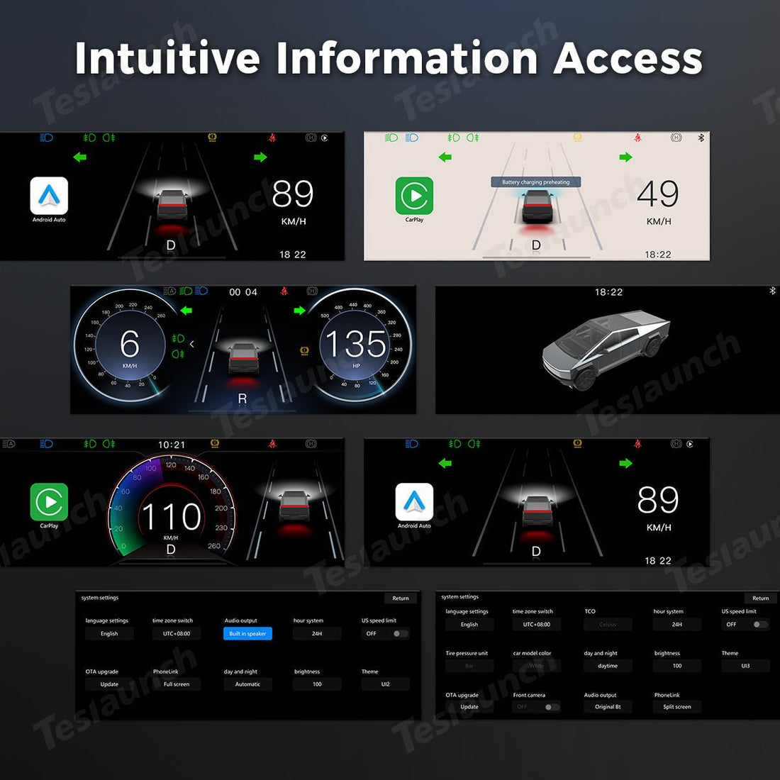 8.9'' Head - Up Display with Wireless CarPlay & Android Auto for Tesla Cybertruck - acetesla