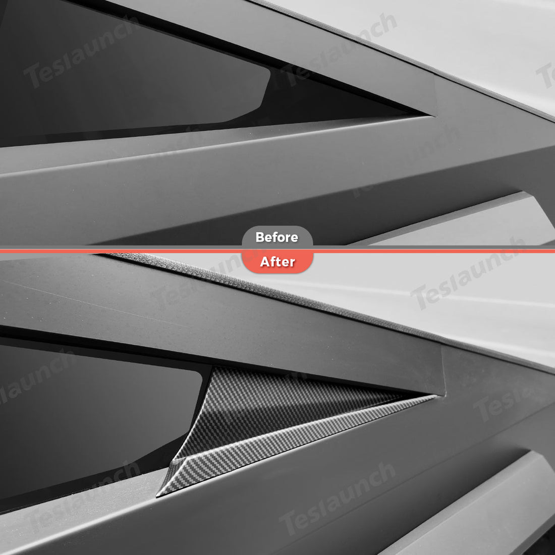 A - Pillar Triangle Spoiler Covers (Carbon Fiber Pattern ABS) for Cybertruck - acetesla