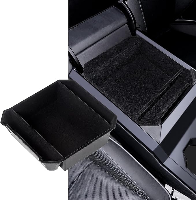 ABS Flocked Liner Center Console Organizer Armrest Storage Box For Tesla Cybertruck 2024+ - acetesla