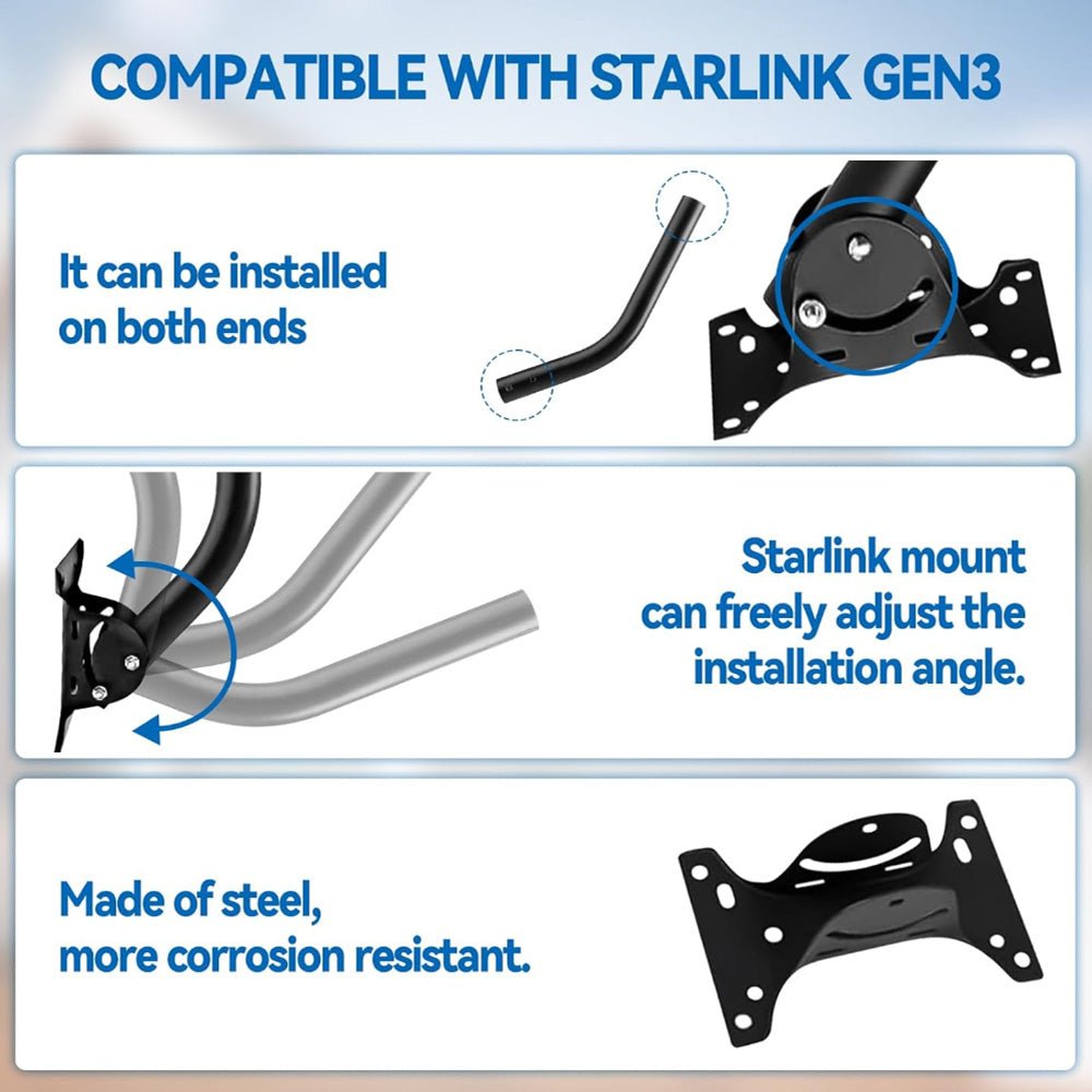 Adjustable Roof Wall Mount Kit for Starlink Gen 3 - acetesla