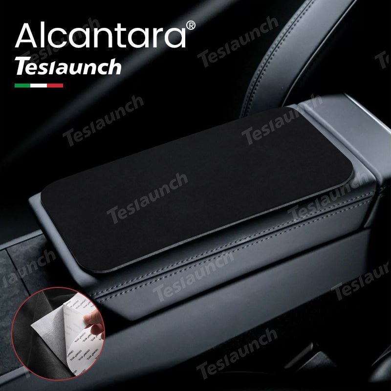Alcantara Center Console Armrest Box Protective Pad Sticker For 2024 Model 3 Highland - acetesla