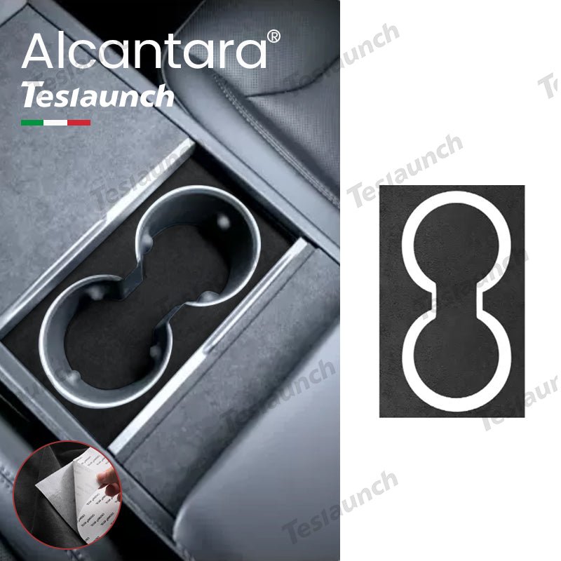 Alcantara Center Console Cup Holder Cover Sticker For 2024 Model 3 Highland - acetesla