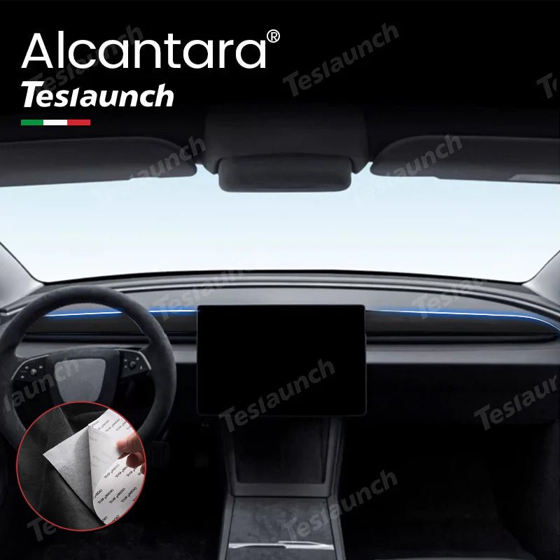 Alcantara Dashboard Fabric Decorative Sticker Cover For 2024 Model 3 Highland - acetesla