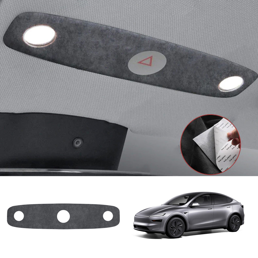 Alcantara Front Reading Light Cover Sticker for Tesla Model Y Juniper 2025+ - acetesla