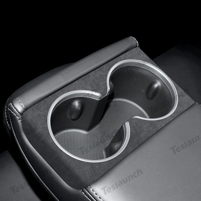 Alcantara Rear Seat Cup Cover Sticker For 2024 Model 3 Highland - acetesla