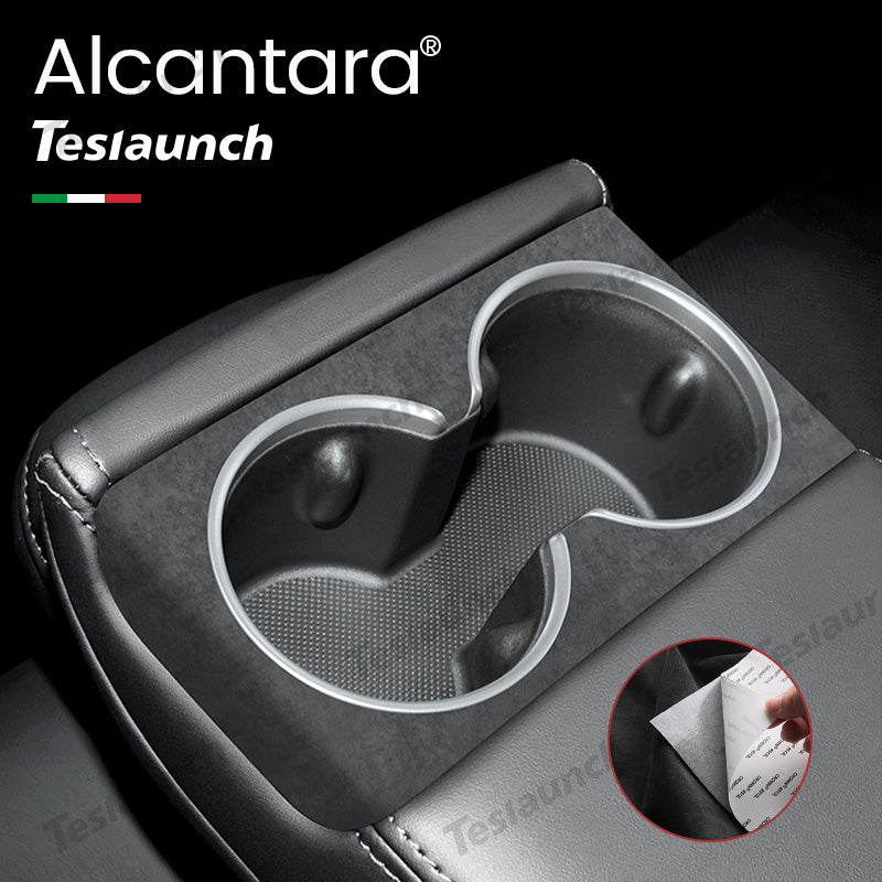 Alcantara Rear Seat Cup Cover Sticker For 2024 Model 3 Highland - acetesla