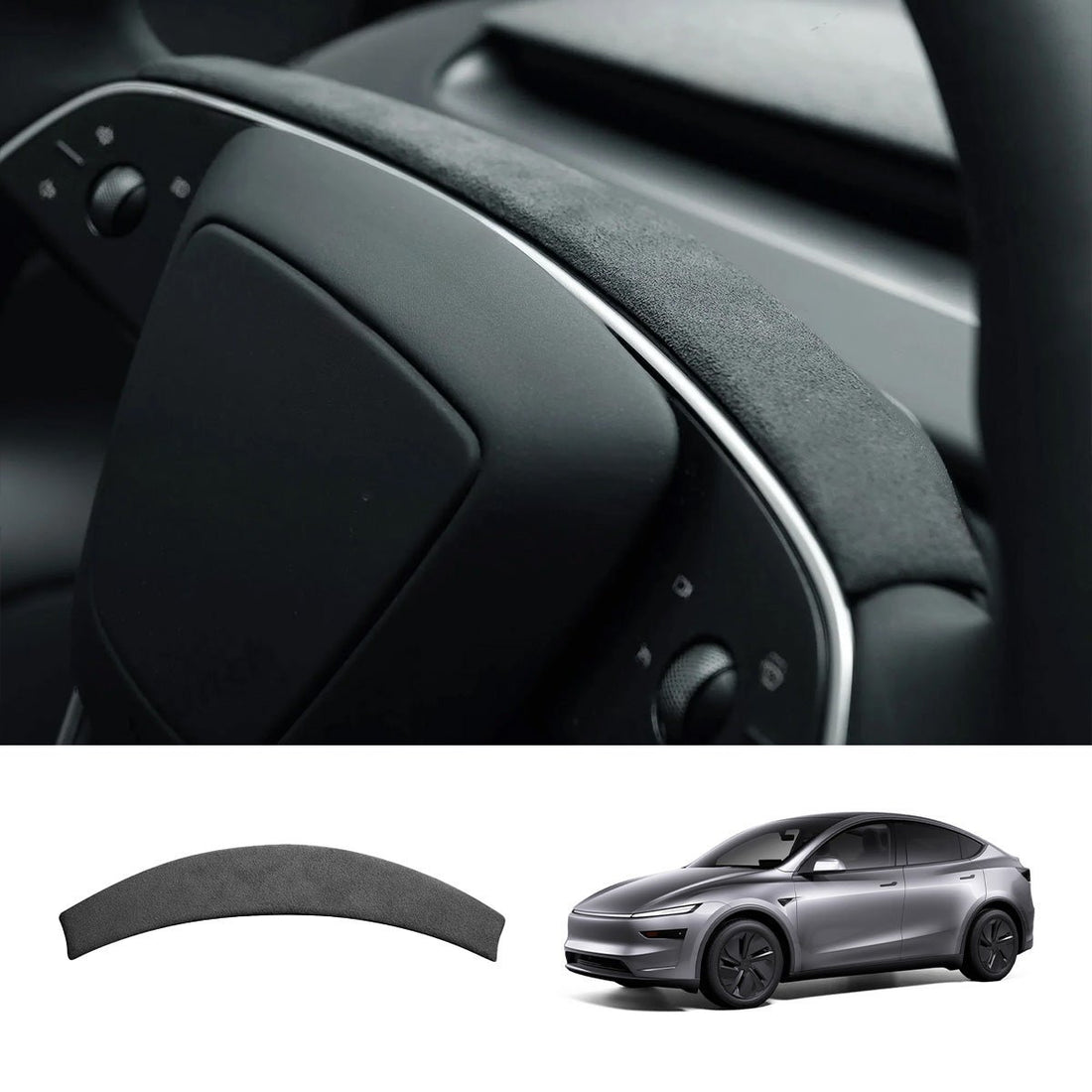 Alcantara Steering Wheel Strip Cover for Tesla Model Y Juniper 2025+ - acetesla
