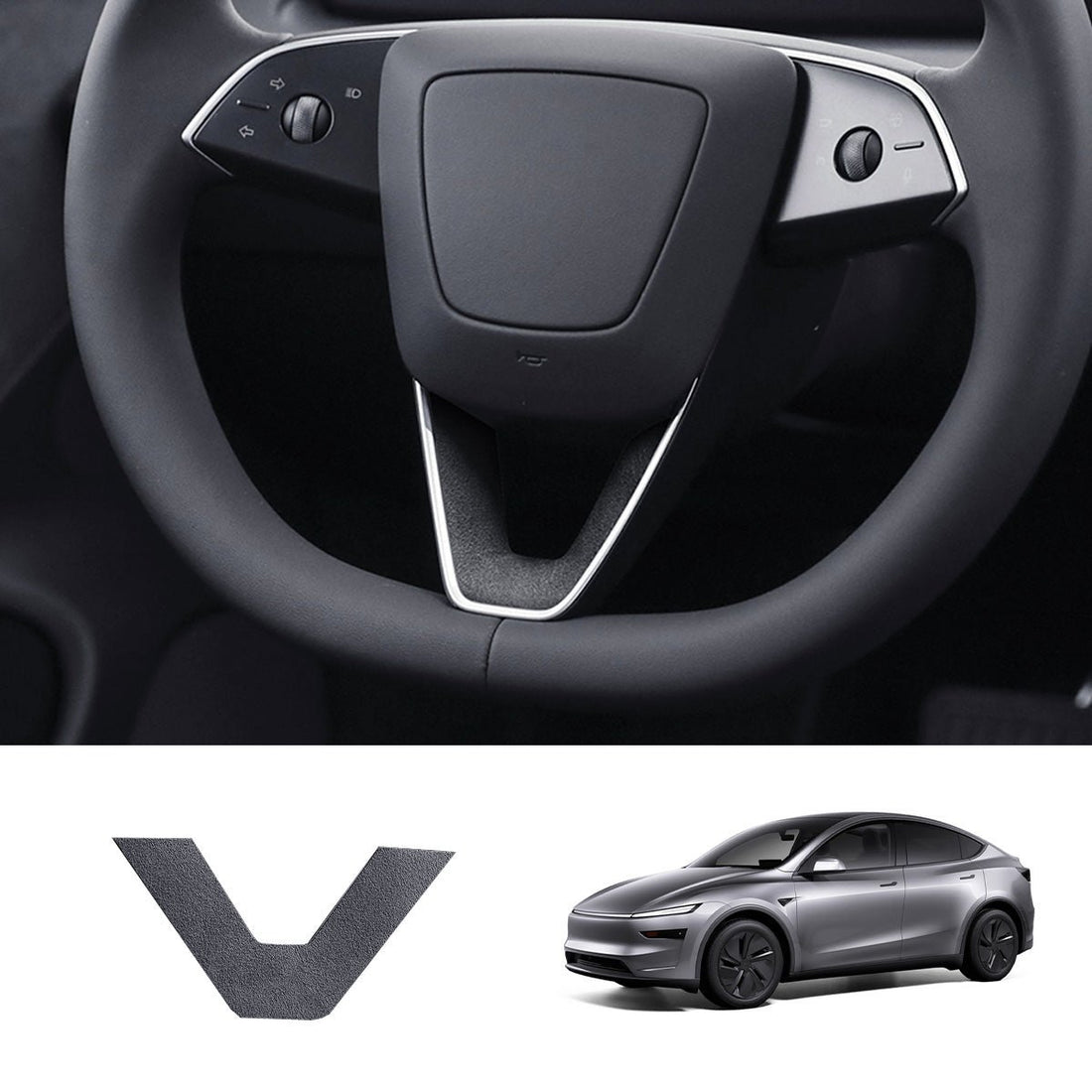 Alcantara Steering Wheel U - shaped Cover Sticker for Tesla Model Y Juniper 2025+ - acetesla