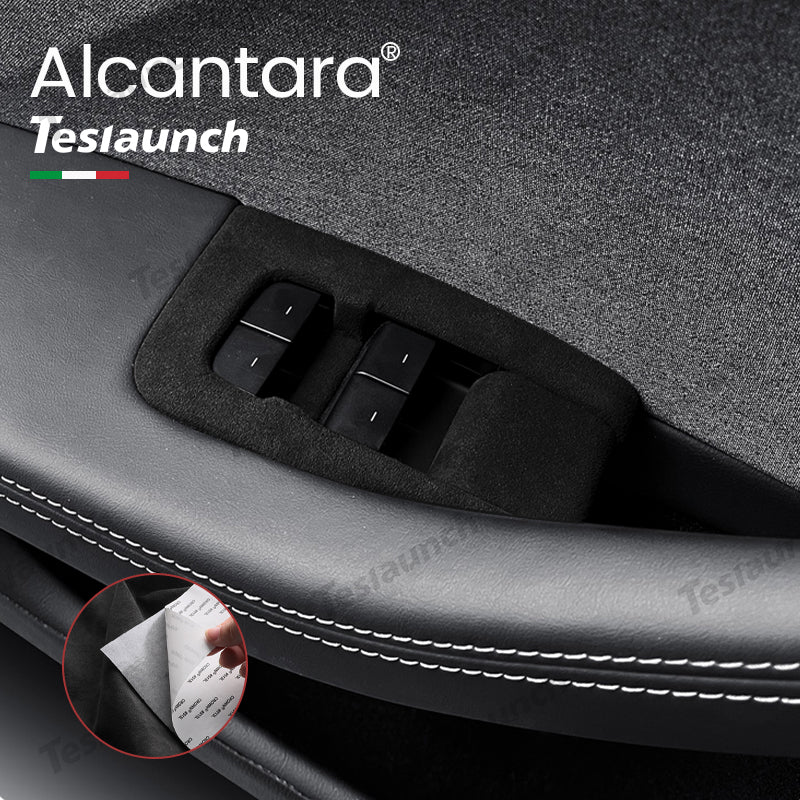 Alcantara Window Switch Button Cover Sticker 6 PCS For 2024 Model 3 Highland - acetesla