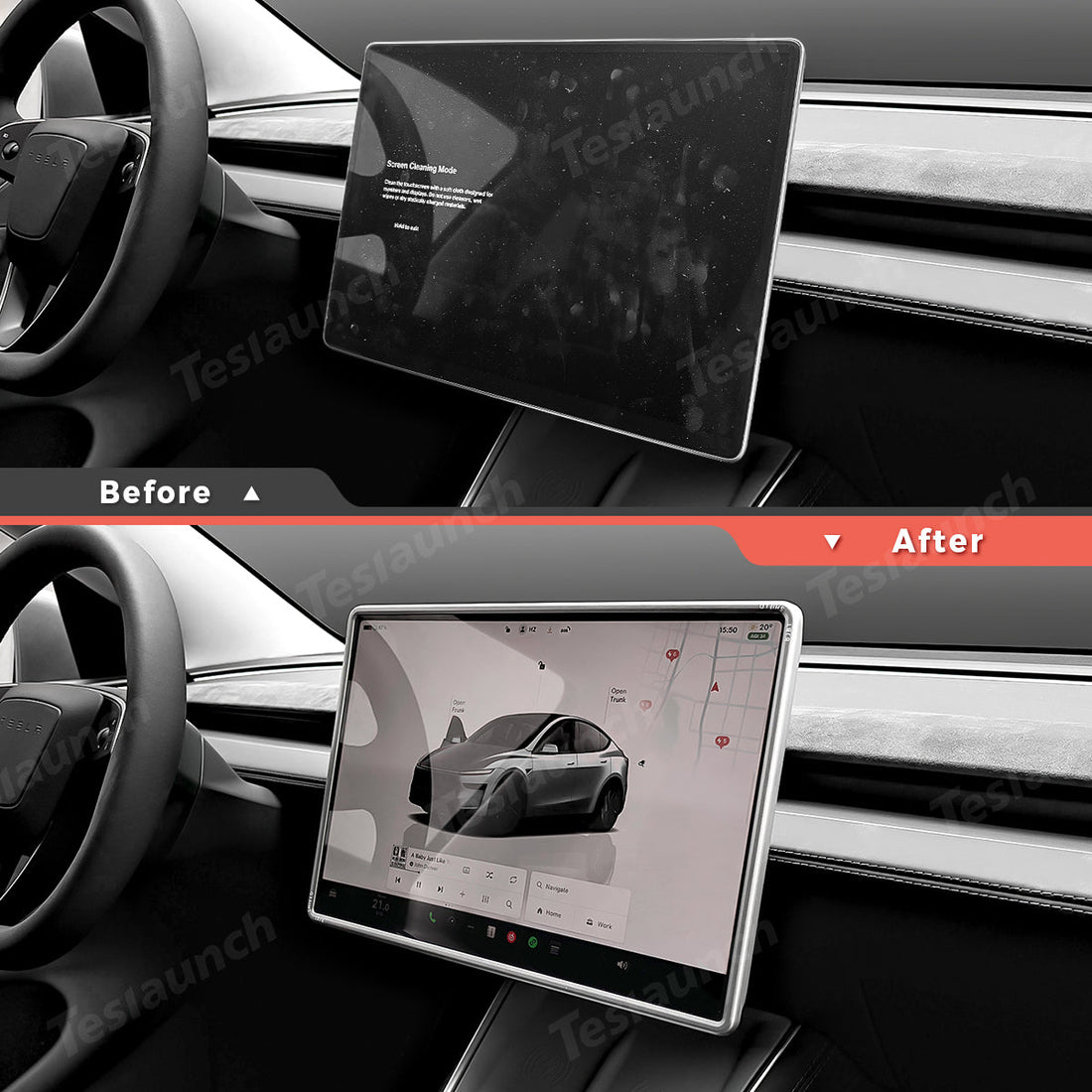 All - in - One Central Screen Tempered Glass & Frame Cover for Tesla Model Y Juniper 2025+ - acetesla