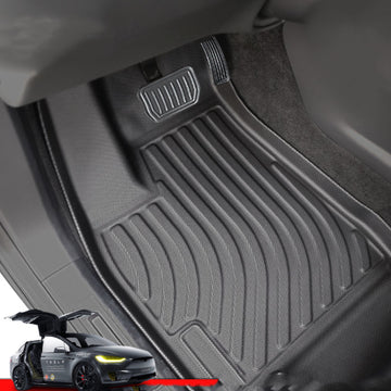 Allwetter- und Ganzjahres-TPE-Auto-Fußmatten, geeignet für Tesla Model X 2021–2023 [nur Linkslenker]
