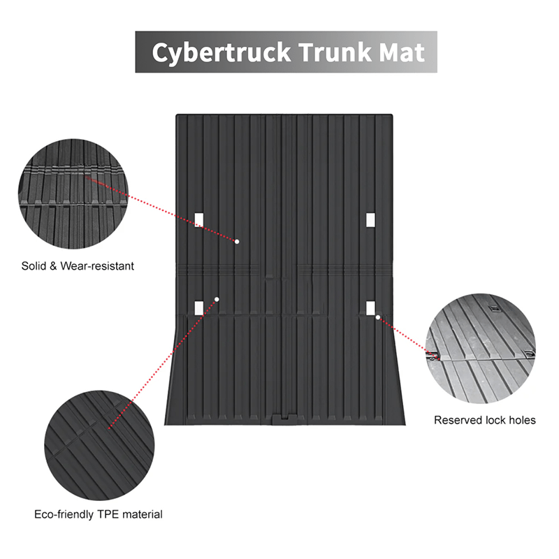 All Weather TPE Floor Mats Cargo Liners Set for Tesla Cybertruck - acetesla