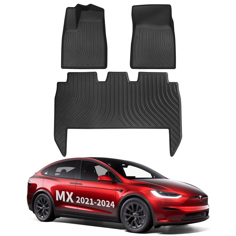 All Weather TPE Interior Floor Mats Cargo Liners Set for Tesla 2021 - 2024 Model X - acetesla