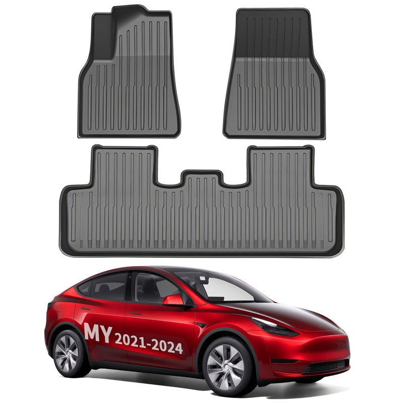 All Weather TPE Interior Floor Mats Cargo Liners Set for Tesla 2021 - 2024 Model Y - acetesla