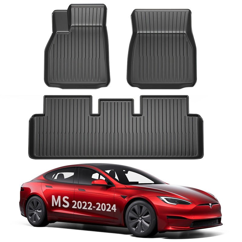 All Weather TPE Interior Floor Mats Cargo Liners Set for Tesla 2022 - 2024 Model S - acetesla