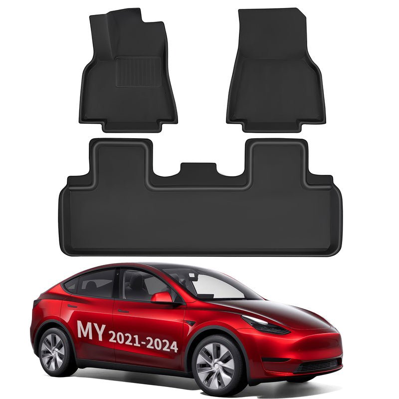 All Weather XPE Interior Floor Mats Cargo Liners Set for Tesla 2021 - 2024 Model Y 5 Seater - acetesla