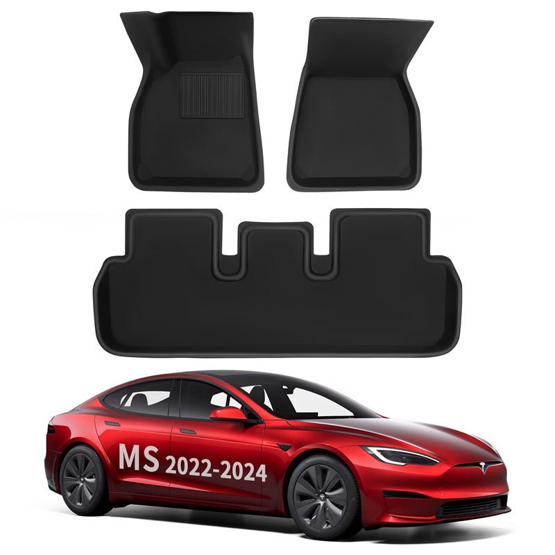 All Weather XPE Interior Floor Mats Cargo Liners Set for Tesla 2022 - 2024 Model S - acetesla