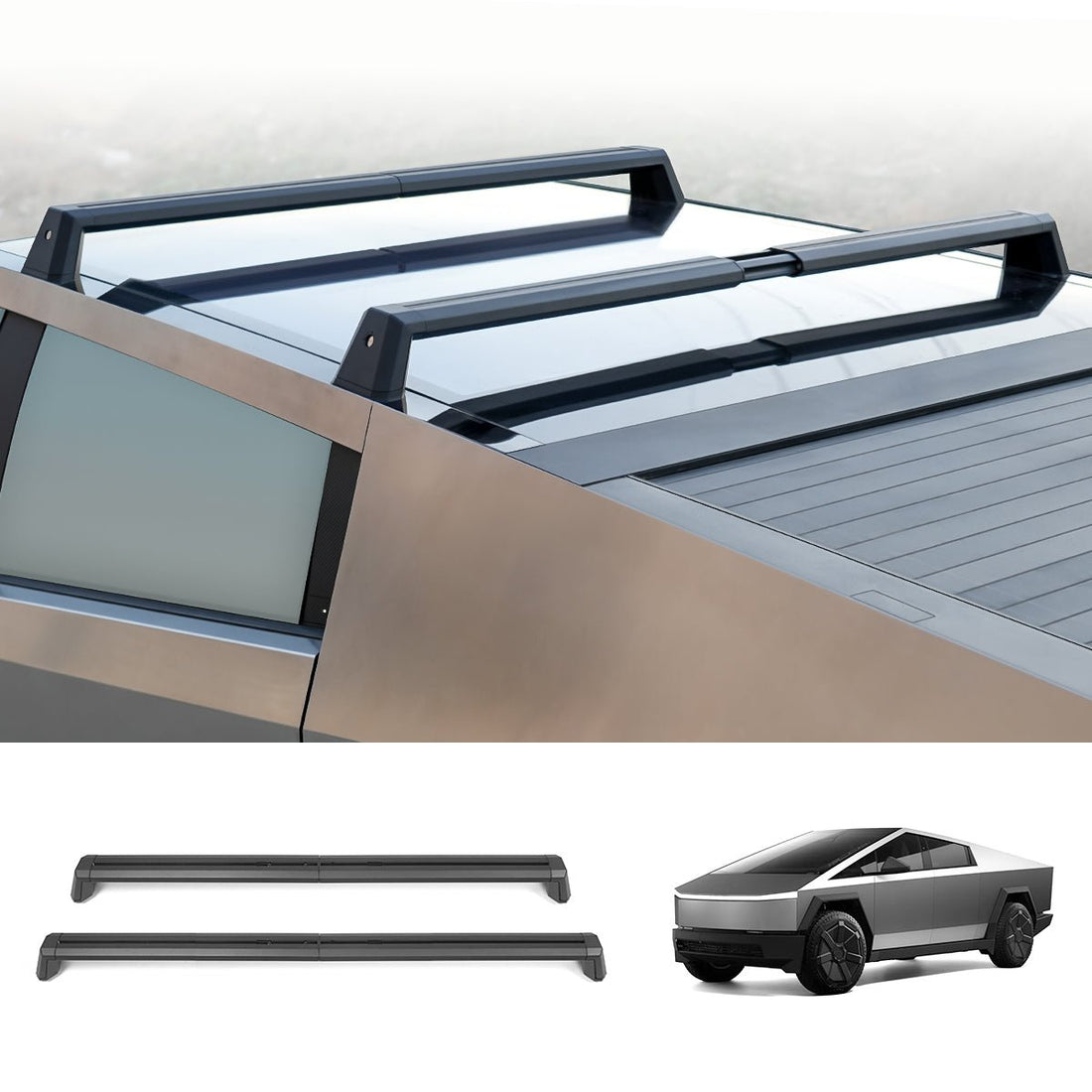 Aluminum Telescopic Roof Rack Crossbars for Cybertruck (Set of 2) - acetesla