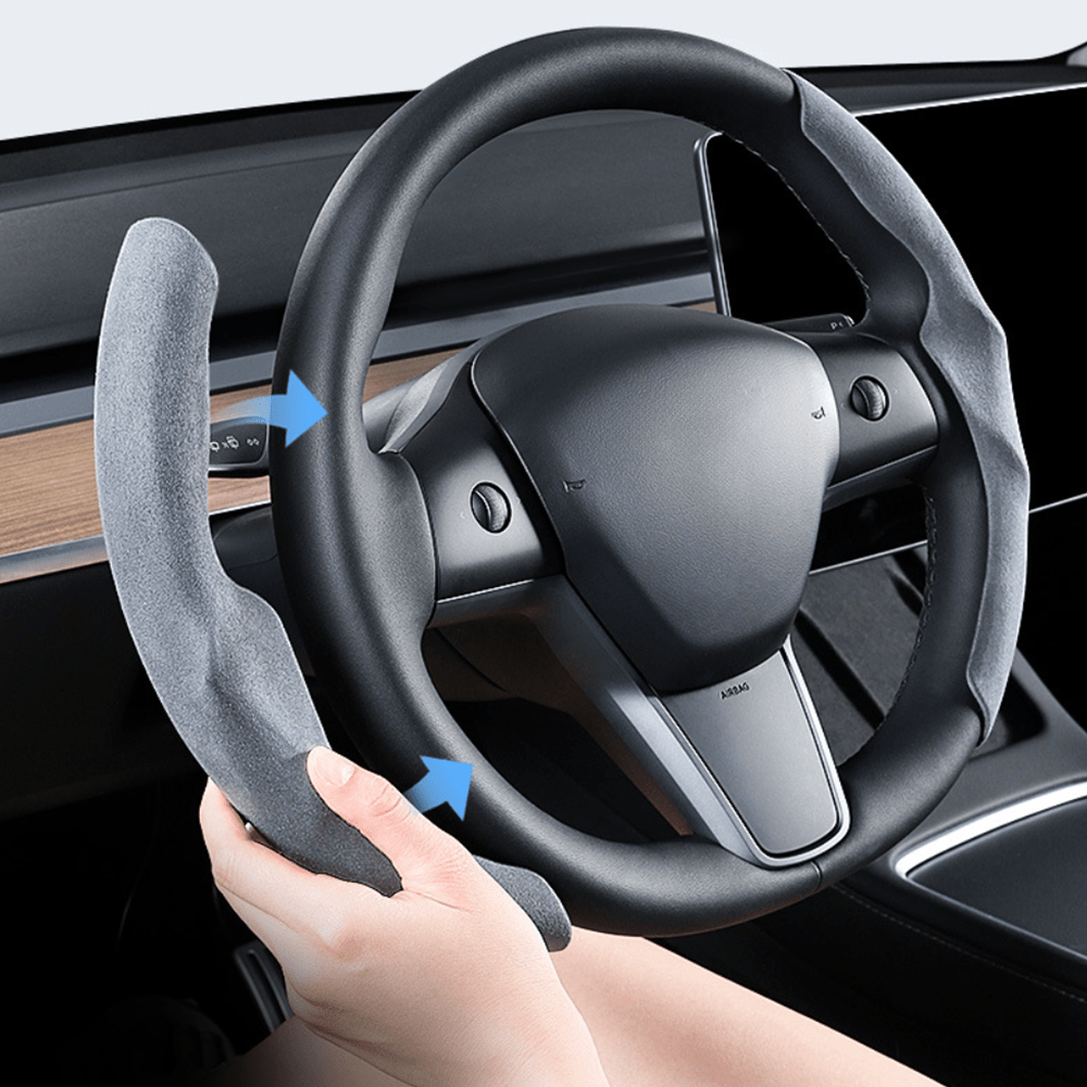 Anti - Slip Suede Steering Wheel Cover for Tesla Model 3 Highland 2024+ - acetesla