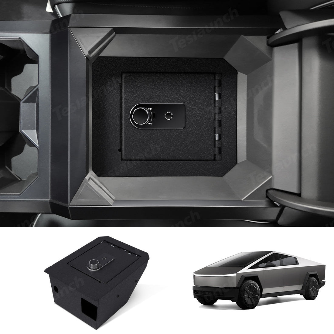 Anti - Theft Center Console Safe Lockbox for Tesla Cybertruck - acetesla