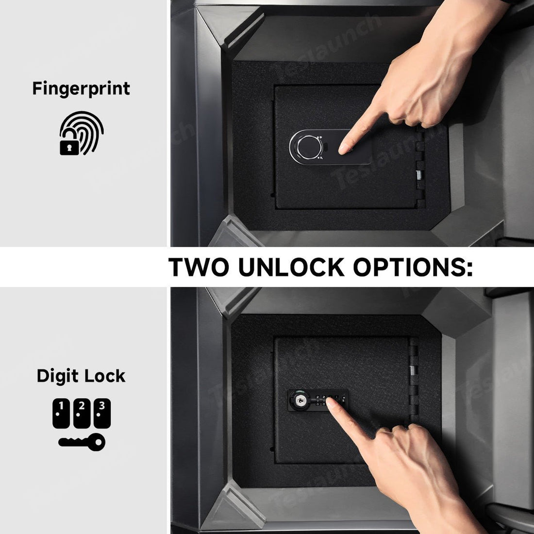 Anti - Theft Center Console Safe Lockbox for Tesla Cybertruck - acetesla