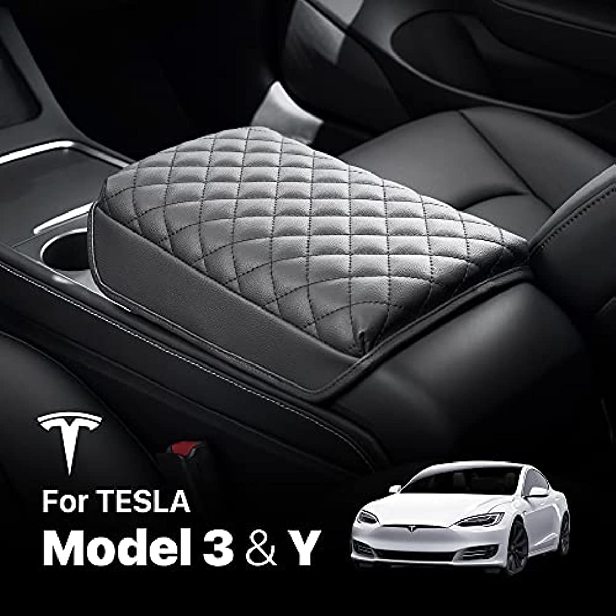 Center Armrest Leather Cover for Tesla Model Y / 3 - acetesla