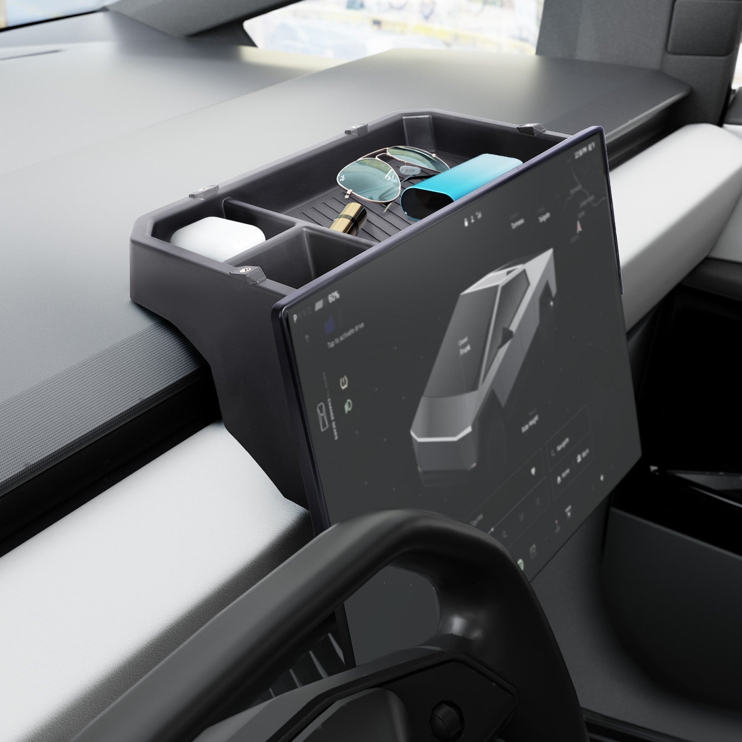 Tesla Cybertruck Behind Screen Storage Organizer & Console Tray
