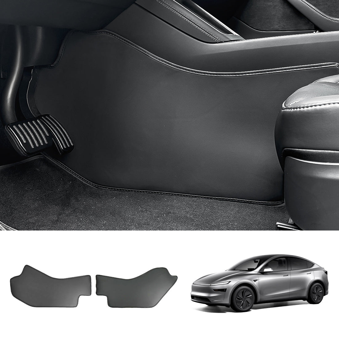 Center Console Side Kick Protectors – Leather Covers for Tesla Model Y Juniper 2025+ - acetesla