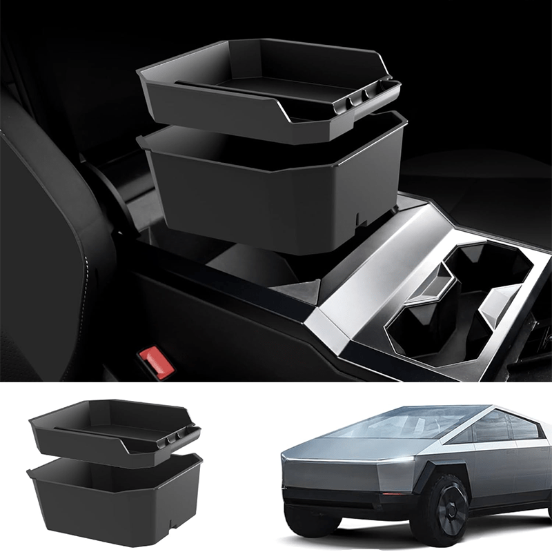 Double Layer Center Console Organizer Armrest Storage Box for Cybertruck - acetesla