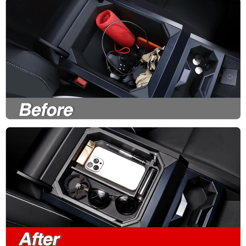 Double Layer Center Console Organizer Armrest Storage Box for Cybertruck - acetesla