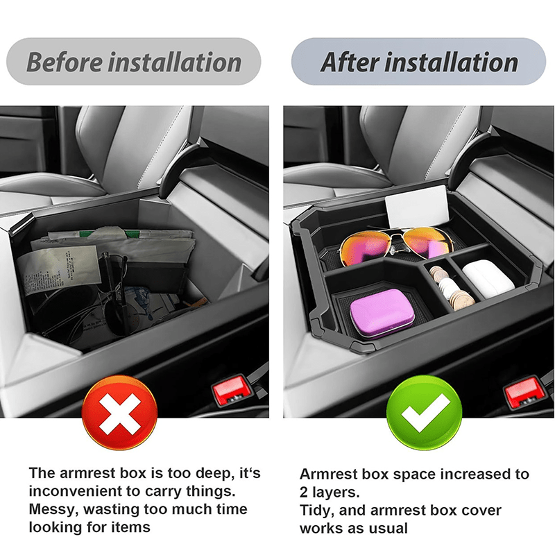 Double - layer Center Console Storage Tray for Cybertruck (2 - pack) - acetesla