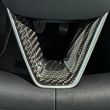 Dry Carbon Fibre Steering Wheel V-Cover for Tesla Model 3 Highland - acetesla
