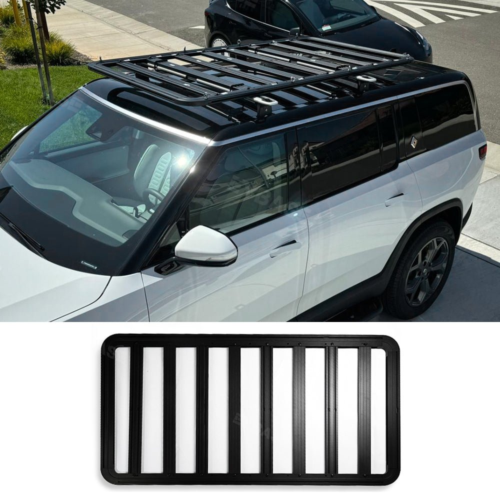 EVBASE Rivian R1T/R1S Roof Rack Rooftop Cargo Carrier Bolt-on Platform - acetesla