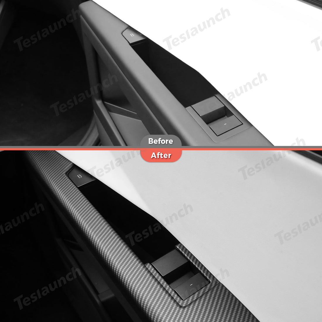 Front & Rear Door Armrest Overlays Covers (Carbon Fiber Pattern ABS) for Cybertruck (4 PCS) - acetesla