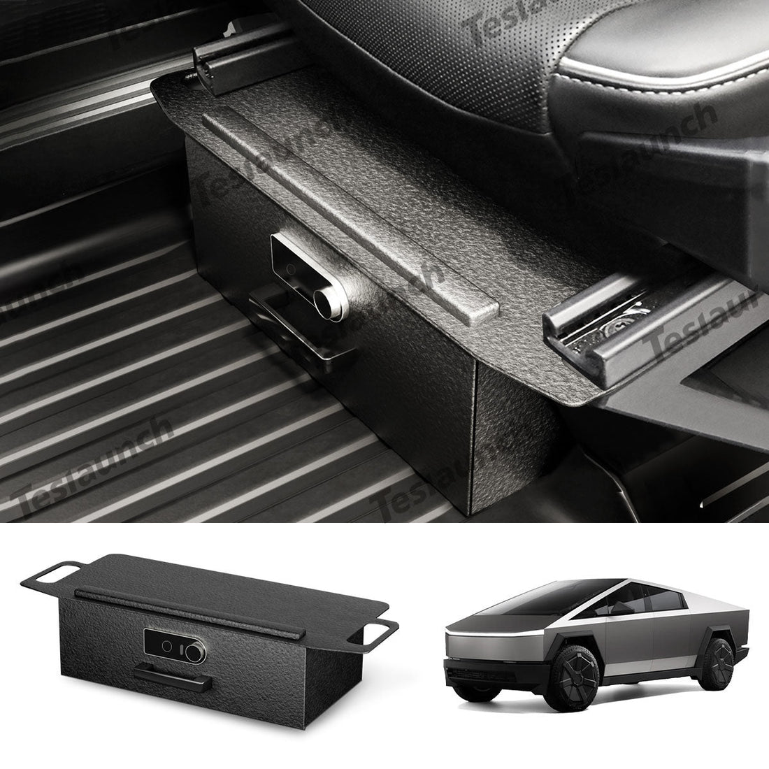 Front Under - Seat Anti - Theft Privacy Fingerprint Safe Lockbox For Tesla Cybertruck - acetesla