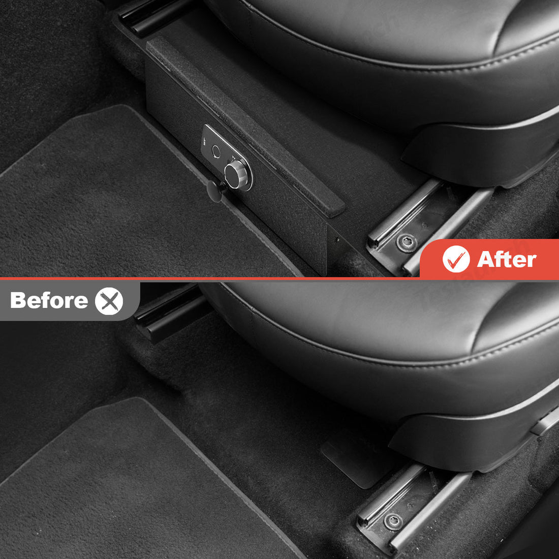 Front Under - Seat Fingerprint Anti - Theft Privacy Gunsafe Organizer Lockbox for Tesla Model Y(2020 - 2024) - acetesla